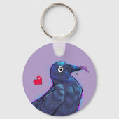 Schattige Lavendel Kraai Sleutelhanger (Achterkant)