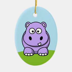 Schattige lavendel nijlpaard keramisch ornament