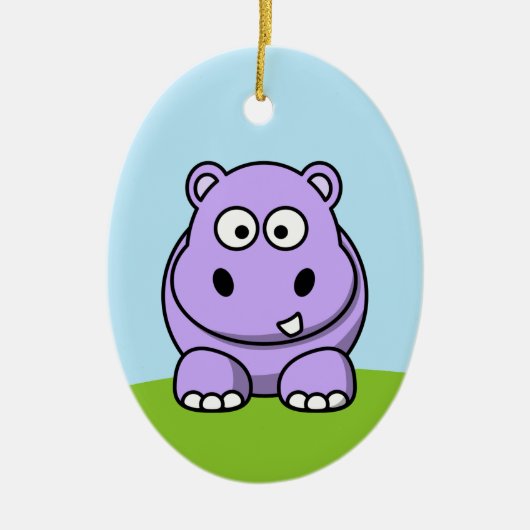 Schattige lavendel nijlpaard keramisch ornament (Voorkant)