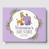 Schattige Lavendel Oerwoud Safari Dier Baby shower Gastenboek (Voorkant)
