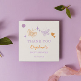 Schattige Lavendel & Oranje Vlinder Baby shower Bedankjes Labels