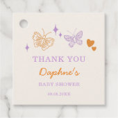 Schattige Lavendel & Oranje Vlinder Baby shower Bedankjes Labels (Voorkant)