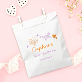 Schattige Lavendel & Oranje Vlinder Baby shower Bedankzakje