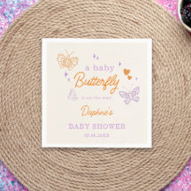 Schattige Lavendel & Oranje Vlinder Baby shower