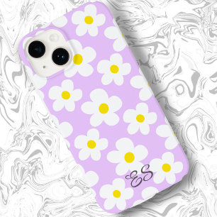 Schattige lavendel retro madeliefjes bloemen Case-Mate iPhone 14 hoesje