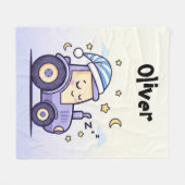Schattige Lavendel Slaap Tractor Fleece Deken (Voorkant (Horizontaal))