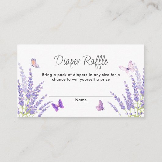 Schattige Lavendel Vlinder Luier Raffle Baby showe Informatiekaartje (Voorkant)