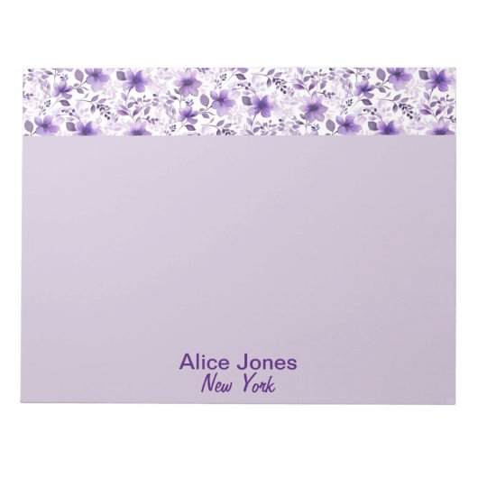 Schattige lavendelpatroon waterverf bloem notitieblok (Voorkant)