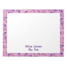 Schattige lavendelpatroon waterverf bloem roze notitieblok