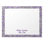 Schattige lavendelpatroon waterverf Flower Grey Notitieblok (Voorkant)