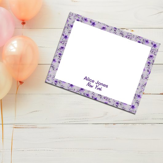 Schattige lavendelpatroon waterverf Flower Lichtgr Notitieblok