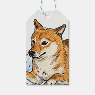 Schattige "Leap Into Love" Shiba Inu Valentijnsdag Cadeaulabel