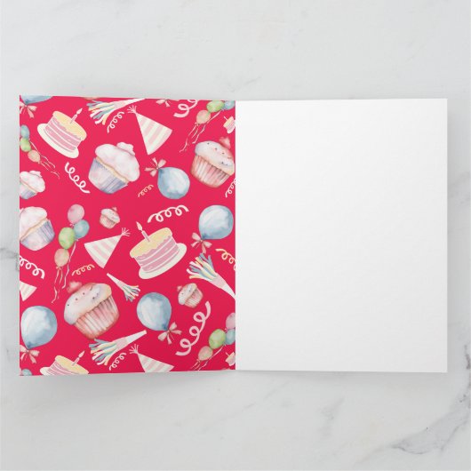 Schattige leeg verjaardagsgevouwen Wenskaart Kaart (Binnen)