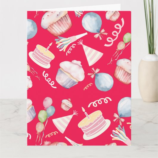 Schattige leeg verjaardagsgevouwen Wenskaart Kaart (Voorkant)