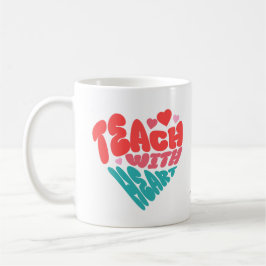 Schattige 'Leer met Hart' Rood/Blauw op Wit Koffiemok