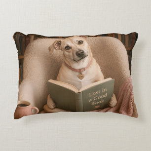 Schattige Lees Hond Watercolor Bibliotheek Illustr Accent Kussen
