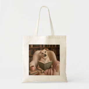 Schattige Lees Hond Watercolor Bibliotheek Illustr Tote Bag