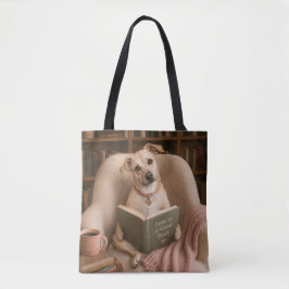 Schattige Lees Hond Watercolor Bibliotheek Illustr Tote Bag