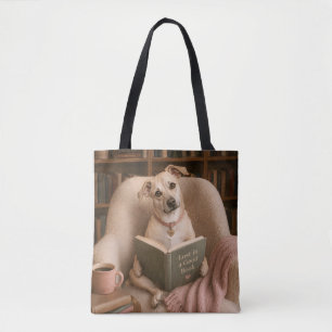 Schattige Lees Hond Watercolor Bibliotheek Illustr Tote Bag