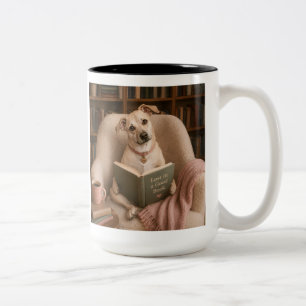 Schattige lees hond watercolor bibliotheek illustr tweekleurige koffiemok