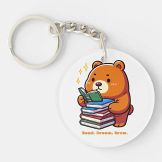 Schattige leesbeer met boeken Kawaii Sleutelhanger