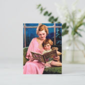 schattige  leesdame briefkaart (Staand voorkant)