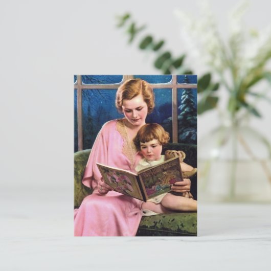 schattige  leesdame briefkaart (Staand voorkant)