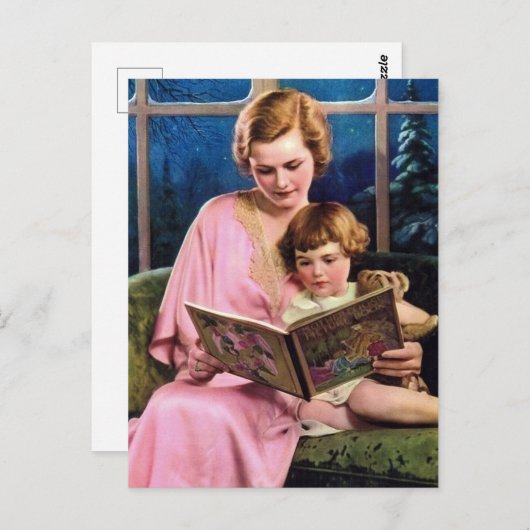 schattige  leesdame briefkaart (Voorkant / Achterkant)