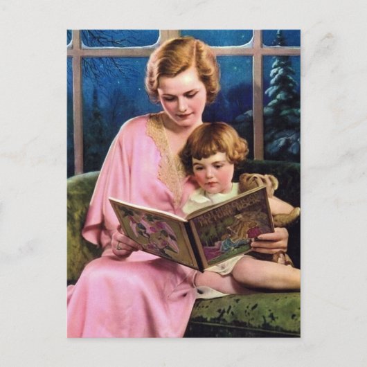 schattige  leesdame briefkaart (Voorkant)