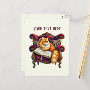 Schattige leeskat liefhebbers briefkaart