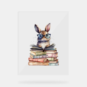 Schattige leeskonijn met bril Boeken Boekenwurm Re Acryl Bord