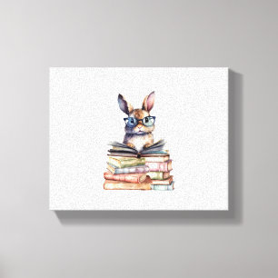 Schattige leeskonijn met bril Boeken Boekenwurm Re Canvas Afdruk