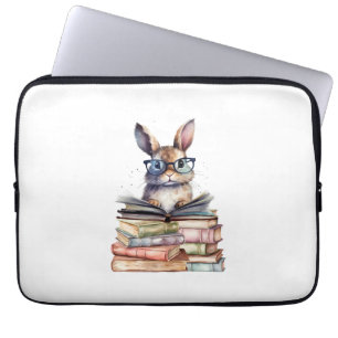 Schattige leeskonijn met bril Boeken Boekenwurm Re Laptop Sleeve
