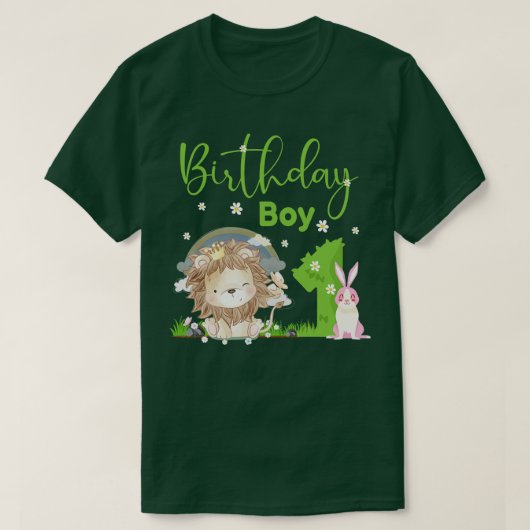 Schattige Leeuw 1e Verjaardag Jongen T-shirt (Design voorkant)
