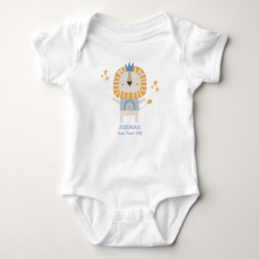 Schattige Leeuw Baby Boy OneYearOld Personaliseer  Romper (Voorkant)