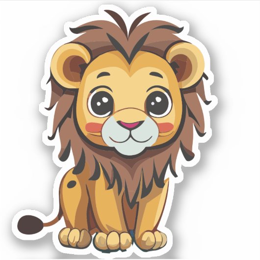 Schattige Leeuw Cartoon Karakter Sticker (Voorkant)