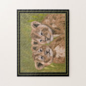 Schattige Leeuw Cubs Oerwoud Dier Jigsaw Puzzel (Verticaal)
