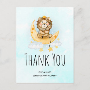 Schattige Leeuw die Vissen Vangt Aquarel Bedankt Briefkaart
