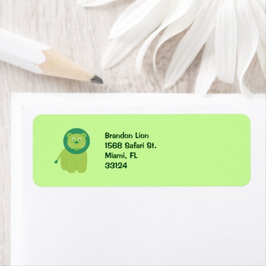 Schattige leeuw etiket (Insitu)