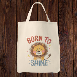 Schattige Leeuw "Geboren om te Schijnen" Tote Bag