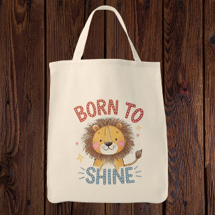 Schattige Leeuw "Geboren om te Schijnen" Tote Bag