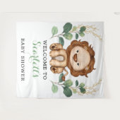 Schattige Leeuw Jungle Koning Groene Baby Shower W Wandkleed (Voorkant (horizontaal))