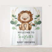 Schattige Leeuw Jungle Koning Groene Baby Shower W Wandkleed (Voorkant)
