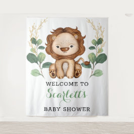 Schattige Leeuw Jungle Koning Groene Baby Shower W Wandkleed
