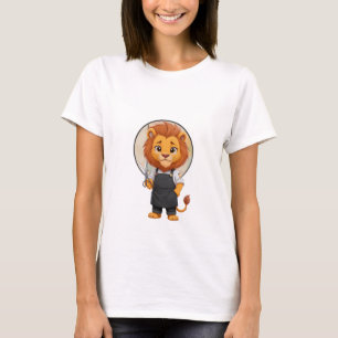 Schattige Leeuw Kapsalon Cartoon Karakter T-shirt