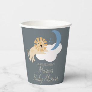 Schattige Leeuw Maan Wolk Baby Shower Bedankt Papieren Bekers