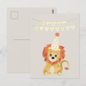 Schattige Leeuw met Feesthoed Verjaardagsbanner Br Briefkaart (Voorkant / Achterkant)
