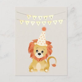 Schattige Leeuw met Feestmuts Verjaardagsbanner Br Briefkaart
