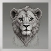 schattige leeuw met grote ogen poster (Voorkant)