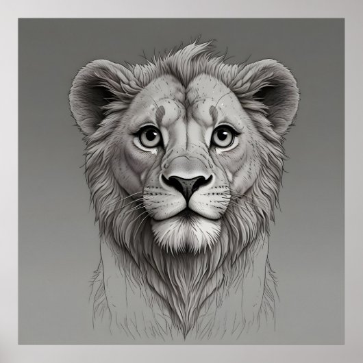 schattige leeuw met grote ogen poster (Voorkant)